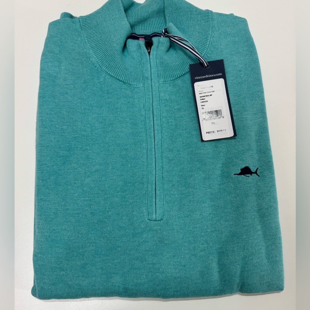 New Mens Vineyard Vines Quarter zip sweater